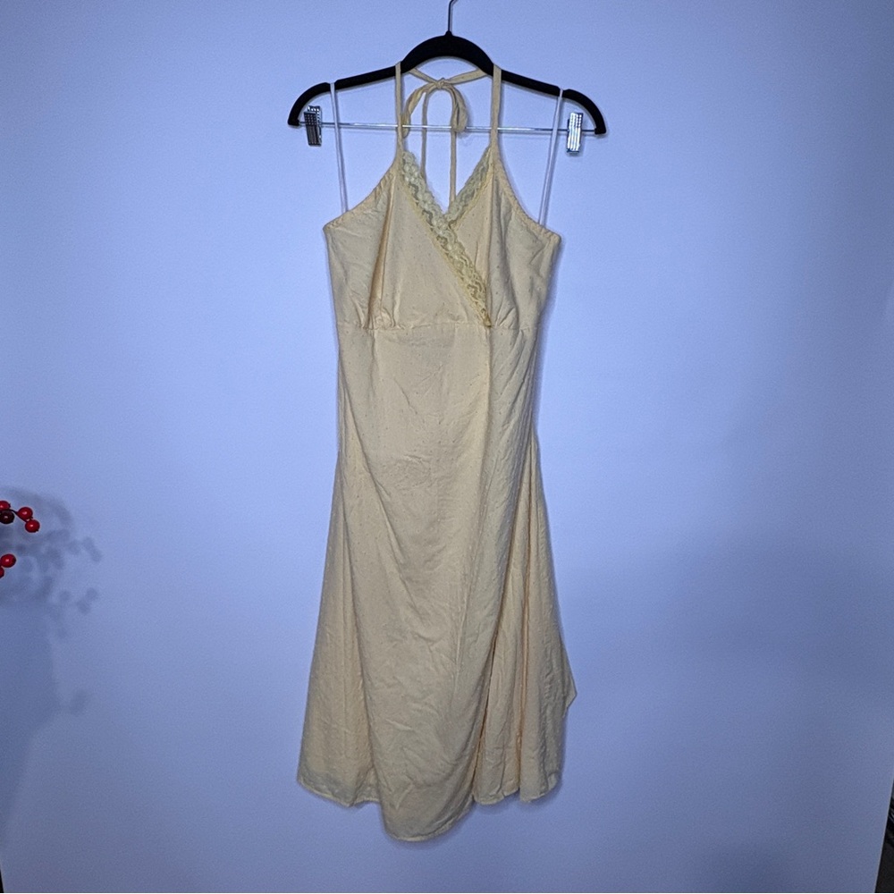 Vintage Torrid Butter Yellow Halter Neck Sundress Size 18 Made in USA